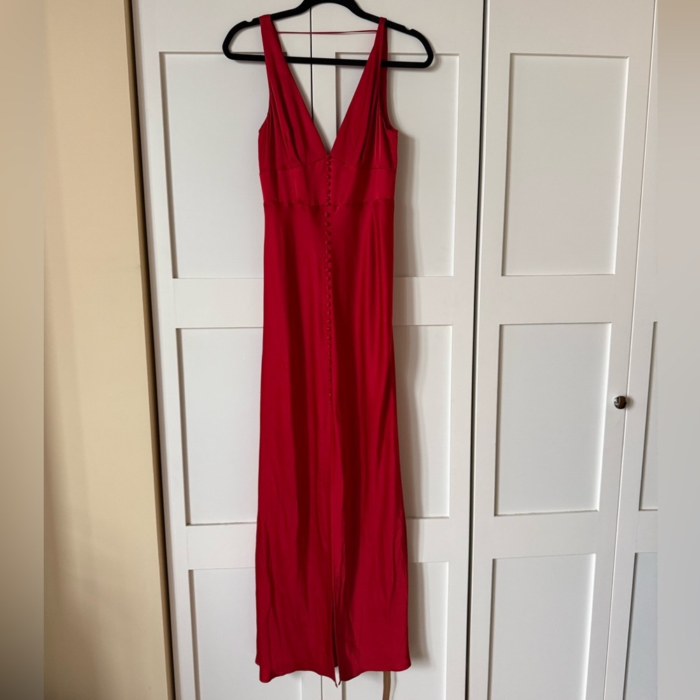 NWT Elaina Satin Dress in Lipstick - Picture 4 of 7